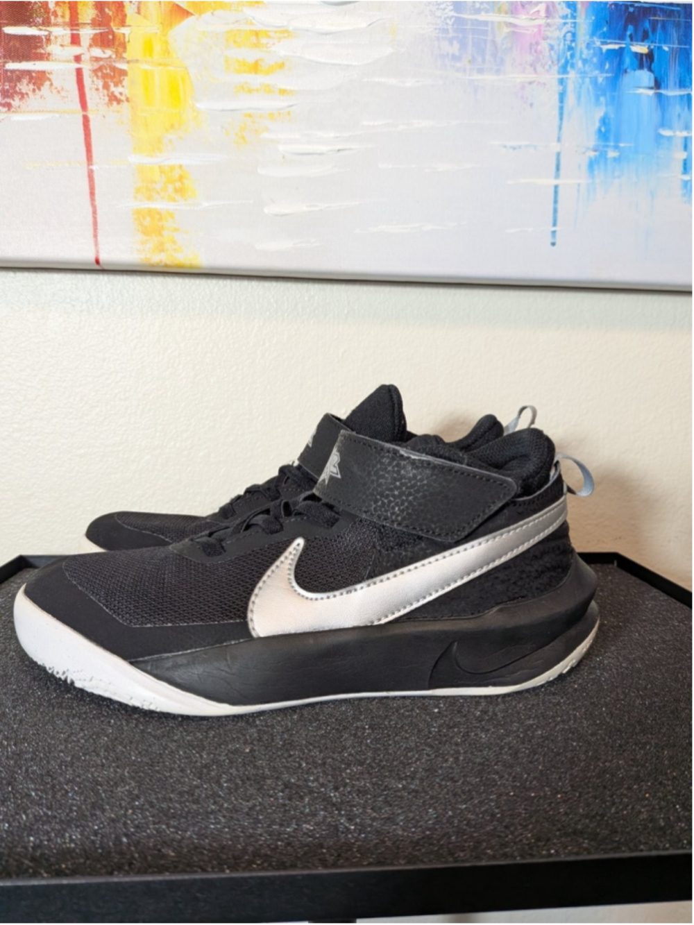 Nike Team Hustle D 10 Youth Black Silver Basketball Shoes CW6736-004 US 1.5Y